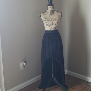 High low black skirt